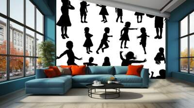 Children Kids Silhouette Set Wall mural