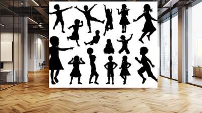 Children Silhouette Set Wall mural