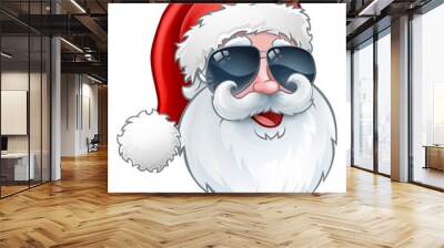 Cool Santa Claus Christmas cartoon character in shades or sunglasses Wall mural