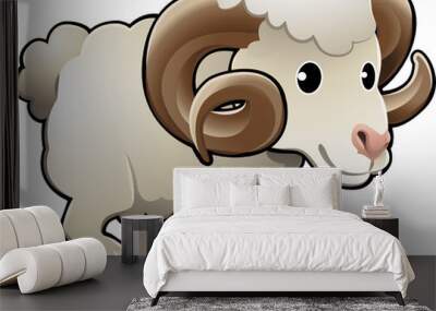 Cute Ram Sheep Farm Animal Vector Illustration Wall mural