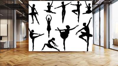 Dancing Ballet Dancer Silhouettes Wall mural