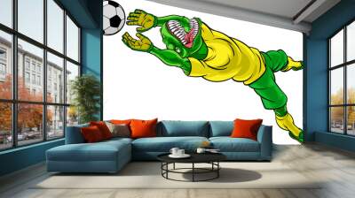 Dinosaur Soccer Football Player Sports Mascot Wall mural