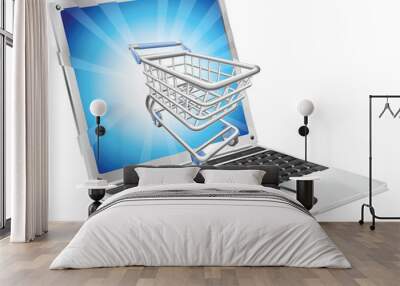 Internet shopping laptop concept Wall mural