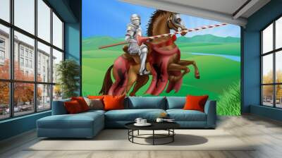 Knight in armor with jousting lance Wall mural