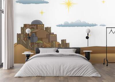 Nativity Christmas Bethlehem Star Cartoon Scene Wall mural