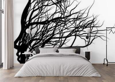 Optical Illusion Bare Tree Face Woman Silhouette Wall mural