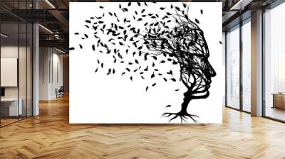 Optical Illusion Tree Man Woman Couple Faces Wall mural