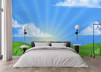 Rolling Hills Field Sun Background Wall mural