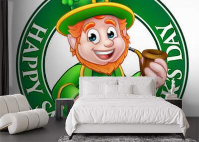 Saint Patricks Day Cartoon Leprechaun Sign Wall mural