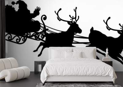 Santa Sleigh Silhouette Wall mural