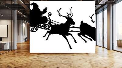 Santa Sleigh Silhouette Wall mural