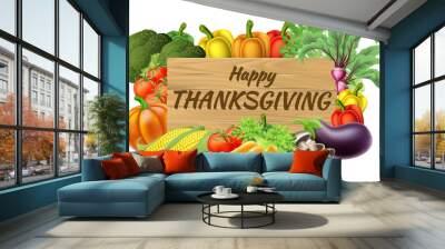 Thanksgiving Fruits and Vegetable Produce Sign Wall mural