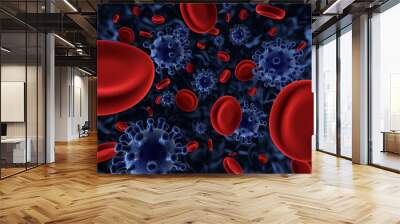 Virus and blood cells A Wall mural