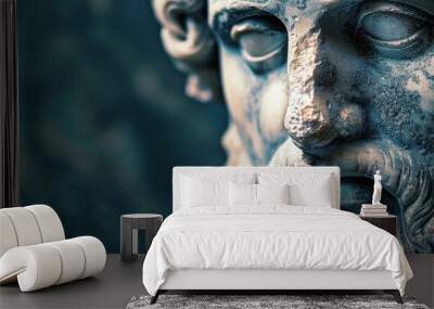 Portrait of a gentle and flawless stoic marble statue. Perfect for background and quotes. With copy space Wall mural