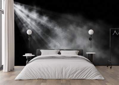 Spotlight with smoke overlay texture black background Wall mural