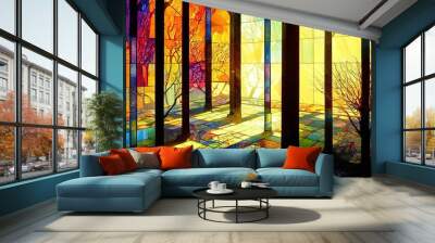 Colorful abstract illustration of a stained glass window - great for a wallpaper Wall mural