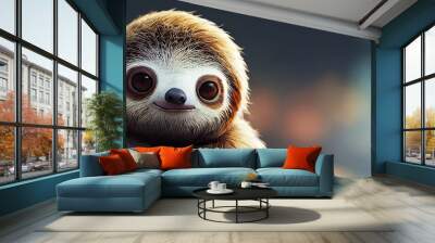 Illustration of an adorable baby sloth - great for a background Wall mural