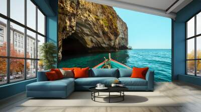 Sailing in the Mediterranean, boat tour near the coast in Malta Wall mural