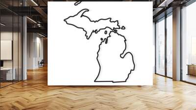 black outline of Michigan map- vector illustration Wall mural