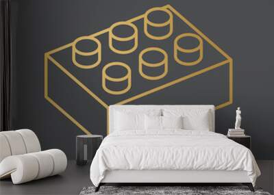 golden construction brick block toy icon - vector illustration Wall mural