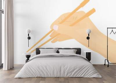 hand with chopsticks  -vector illustration Wall mural