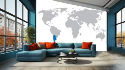 world map with indication of Argentina Wall mural