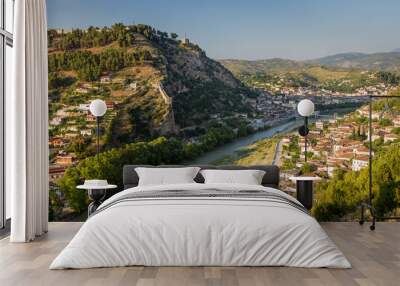 Panorama of the historic city of Berat in Albania Wall mural