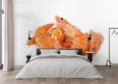 Cooked prawn or shrimp isolated on white background Wall mural