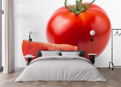 A single plump tomato with a smooth red skin Wall mural