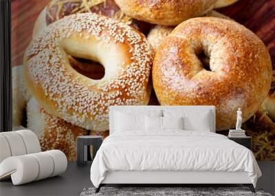 bagel on wood Wall mural