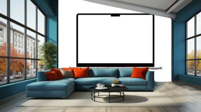 Isolated laptop mockup without background with blank screen. Stock royalty free Wall mural