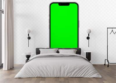 realistic mobile phone mockup with green screen chromakey, cellphone app template. isolated stock ve Wall mural