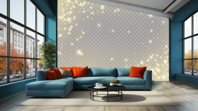 The light star dust sparks glowing on a transparent background. PNG Stock royalty free vector illustration Wall mural