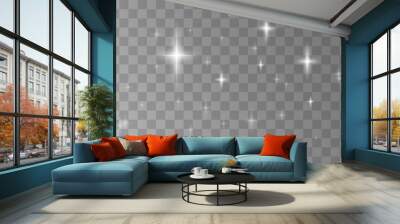 Vector star light glow effect template isolated on transparent background Wall mural