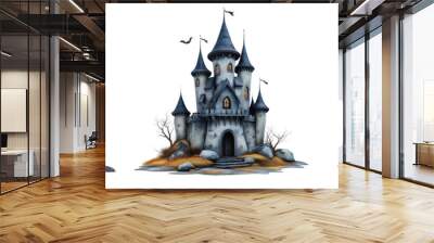  a dark fantasy medieval castle isolated on a transparent background Wall mural