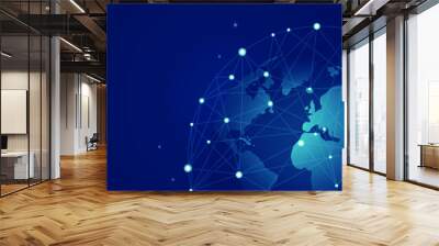 Global connection with line and dots network. business communication concept vector illustration Wall mural