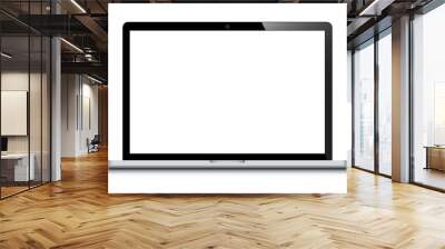 Realistic laptop isolated on white background incline 90 degree. computer notebook with empty screen. blank copy space on modern mobile computer. Wall mural