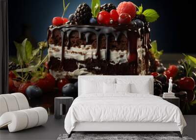 black forest cake dessert food photography background poster  Wall mural