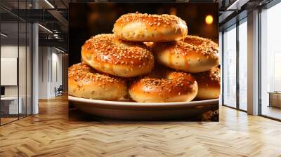 Bread bagel food photography background poster  Wall mural