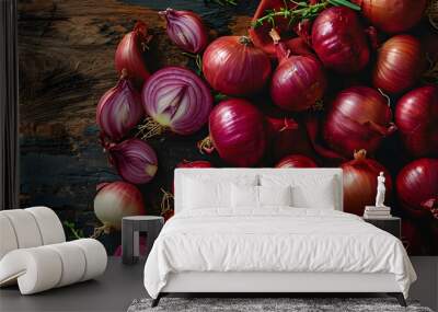 fresh onion Top down view background poster  Wall mural