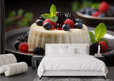 panna cotta dessert food photography background poster  Wall mural