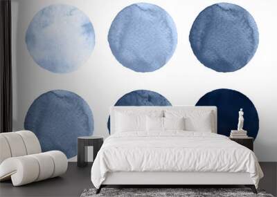 Watercolor circles collection gray colors. Stains set isolated on white background. Design elements Wall mural