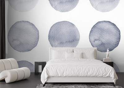 Watercolor circles collection gray colors. Stains set isolated on white background. Design elements Wall mural