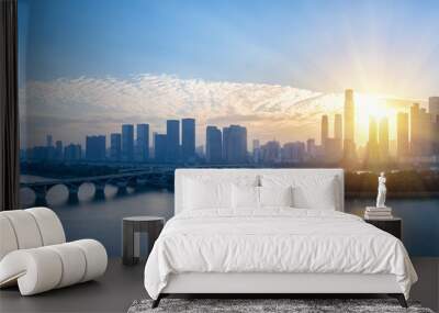 changsha skyline panorama in sunrise Wall mural