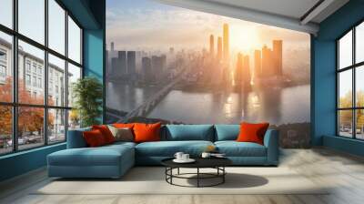 changsha skyline silhouette in morning Wall mural