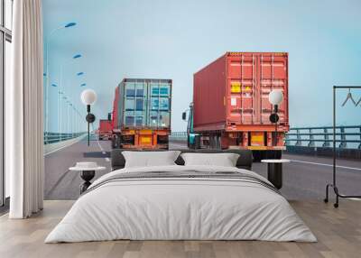 container truck on the bridge Wall mural