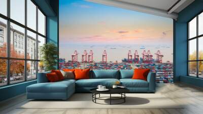 container wharf at dusk Wall mural