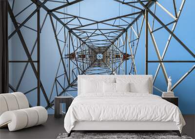 electricity pylon with blue sky Wall mural