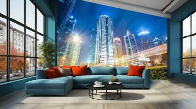 futuristic urban buildings at night Wall mural