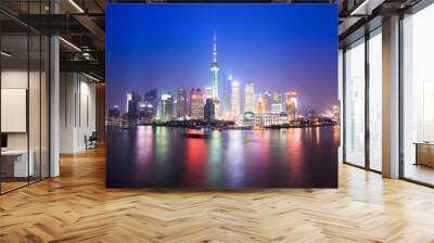 shanghai skyline at night Wall mural